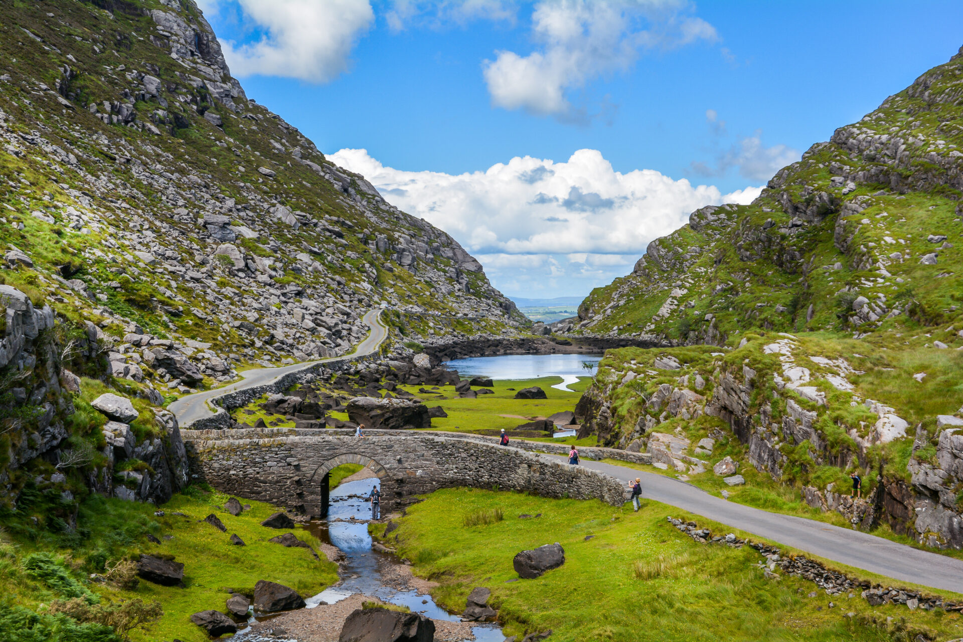 Route sinueuse dans un paysage verdoyant en Irlande, voyage nature avec Karavaniers